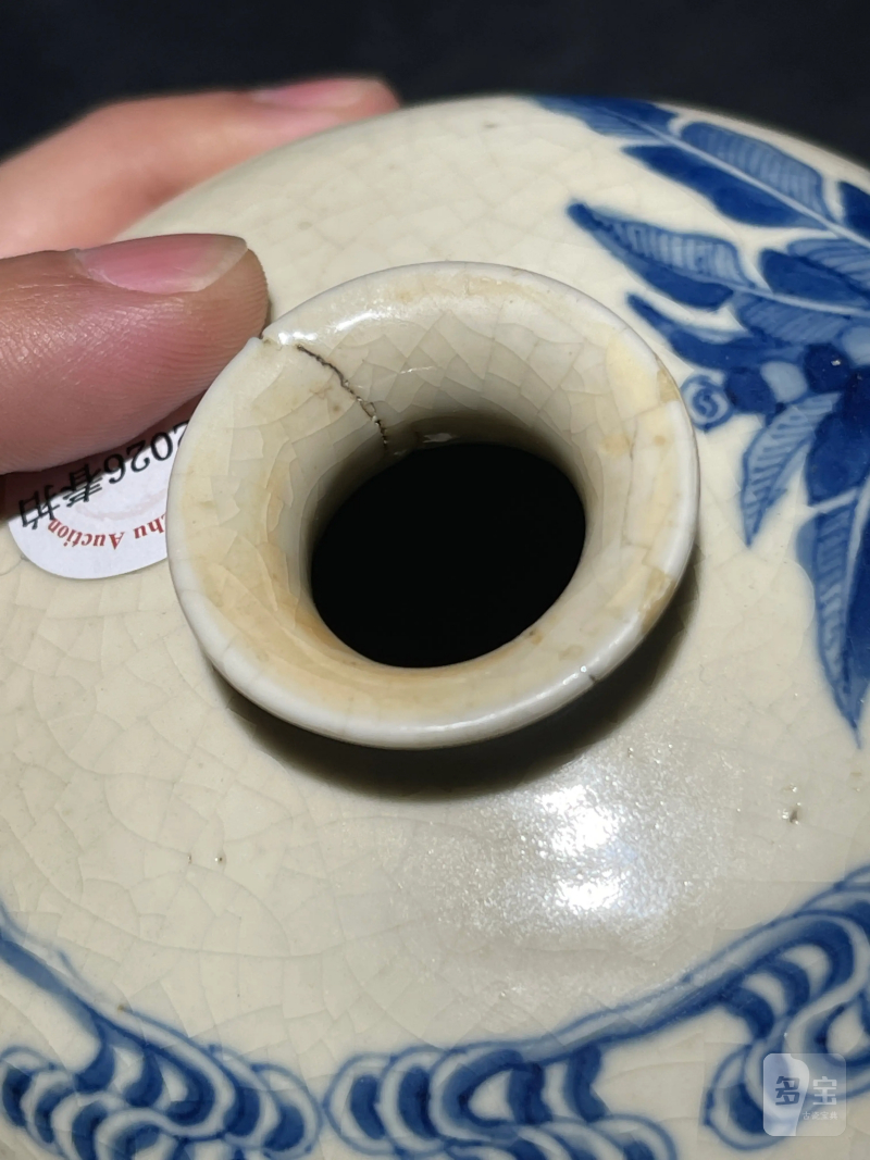 清晚期 浆胎青花折桂图梅瓶一对 - 图10